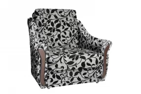Кресло-кровать Виктория (аккордеон) листок черный, рогожка